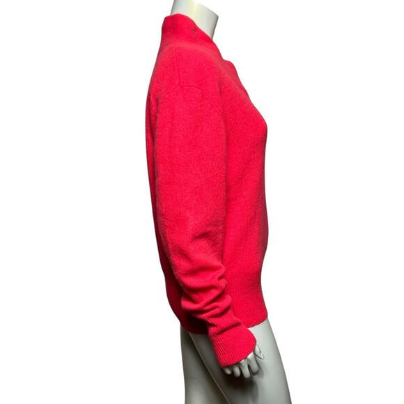 Christie & Jill Red Lambswool Angora Mock Neck Sweater with Button Detail Large - Picture 3 of 9
